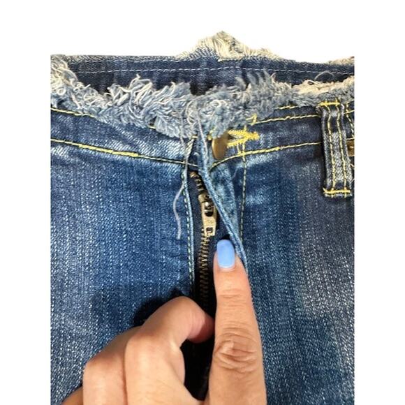 The Factory Blue Fringe Raw Hem Ripped Casual Denim Jeans Women Sz 28 - Picture 4 of 11